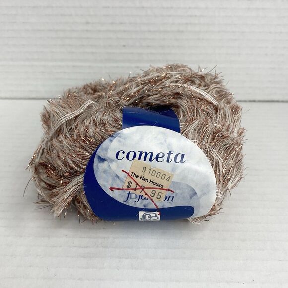 Bertagna Filati Cometa Wool Blend Eyelash Yarn 50gr White Fuzzy Gold Metallic - Picture 1 of 4